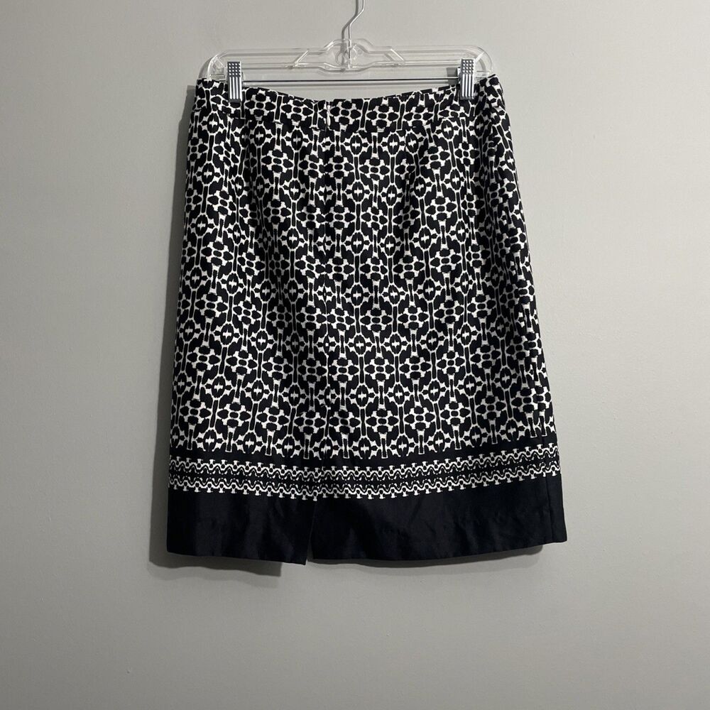 Van Heusen Studio Women’s Black White Geometric Print Skirt Office Workwear Sz 6